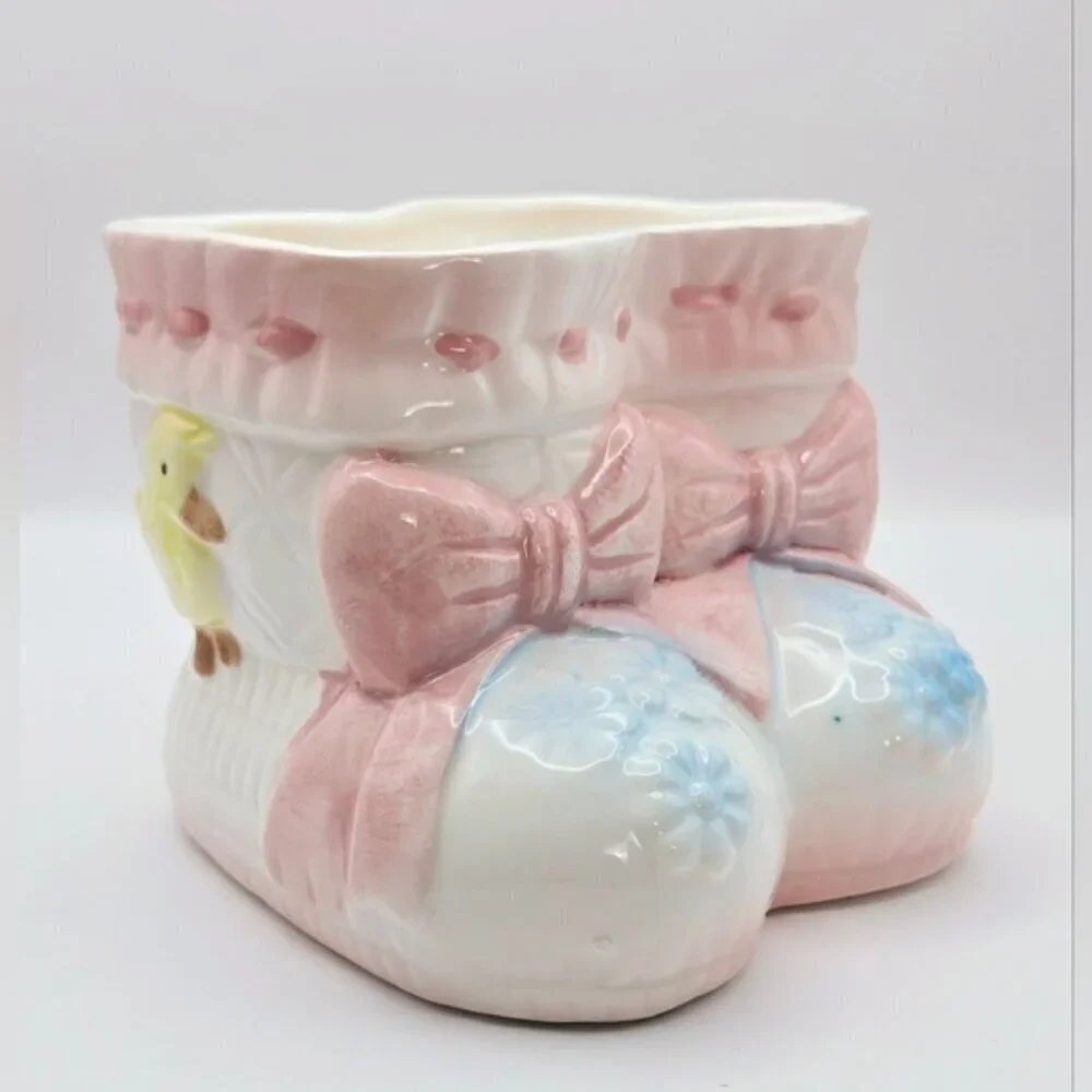 1984 My-Neil Ceramic Baby Booties Planter Vase - Original Sticker